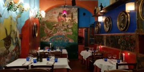 Colorful Trattoria Garga Interior with artwork